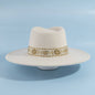 Wide Brim Felt Fedora With Gold Brocade Band