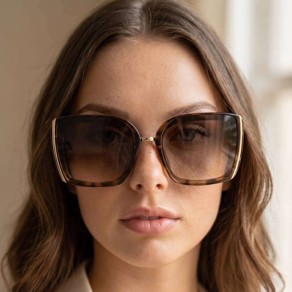 Two Tone Square Frame Sunglasses