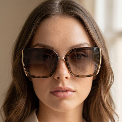 Two Tone Square Frame Sunglasses