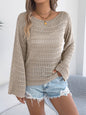 Hollow Out Long Sleeved Knitted Top