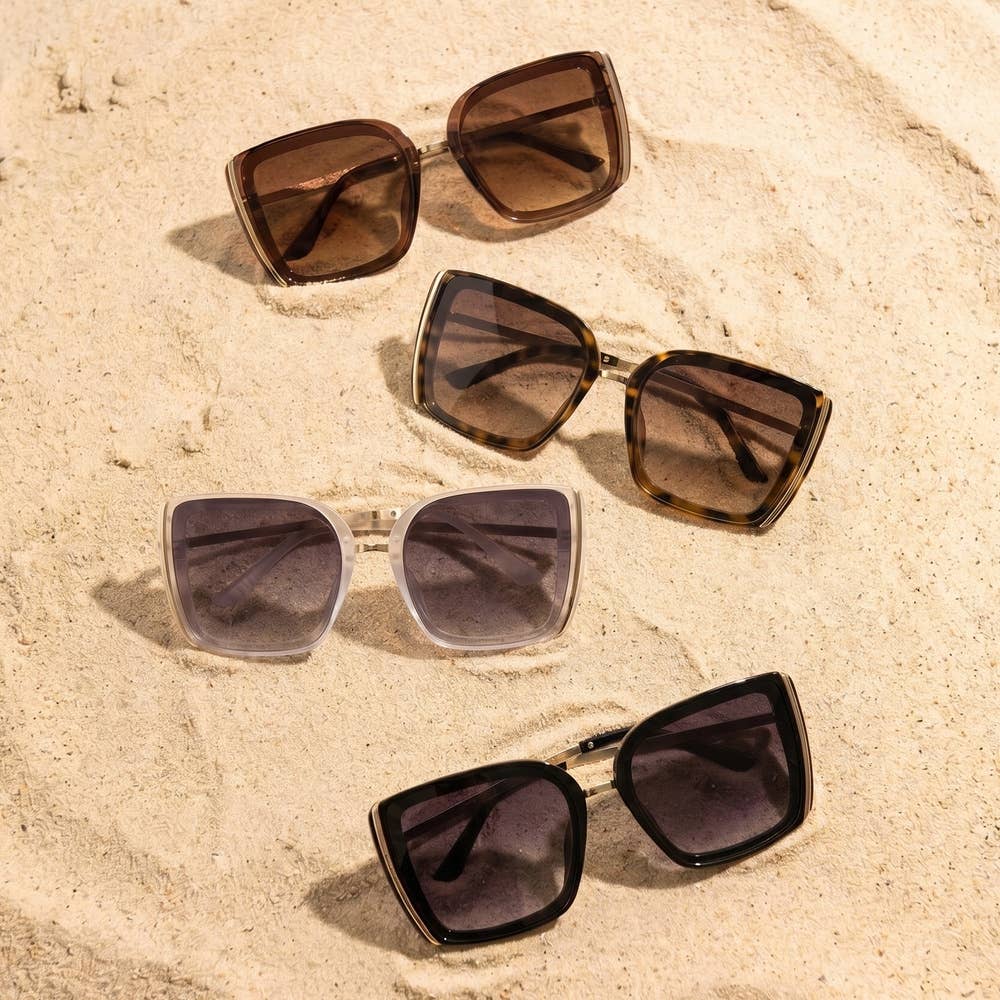Two Tone Square Frame Sunglasses