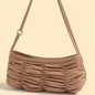 Ruched Faux Leather Baguette Shoulder Bag