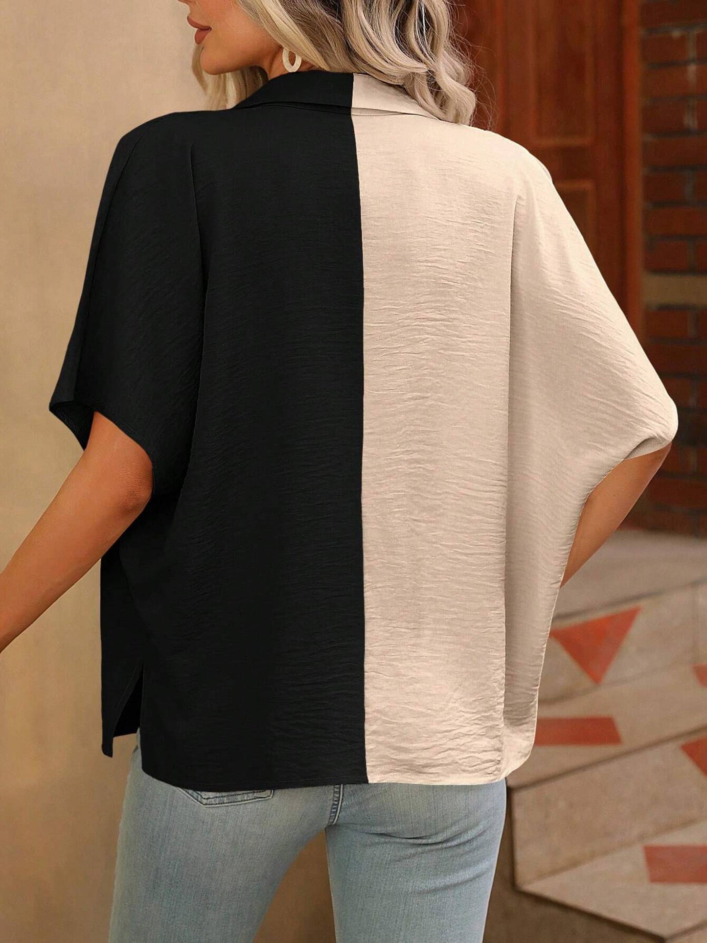 Color Block Short Sleeved Top
