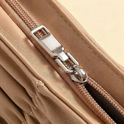 Ruched Faux Leather Baguette Shoulder Bag