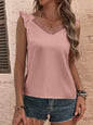 Lace Neck Ruffled Tank